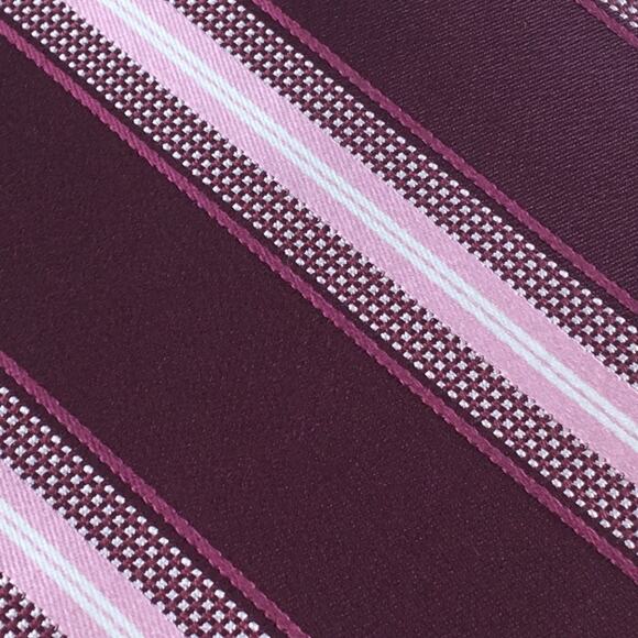 MICHAEL KORS  Silk Regiment Tie in Burgundy  Pink Grey and White - Picture 2 of 10